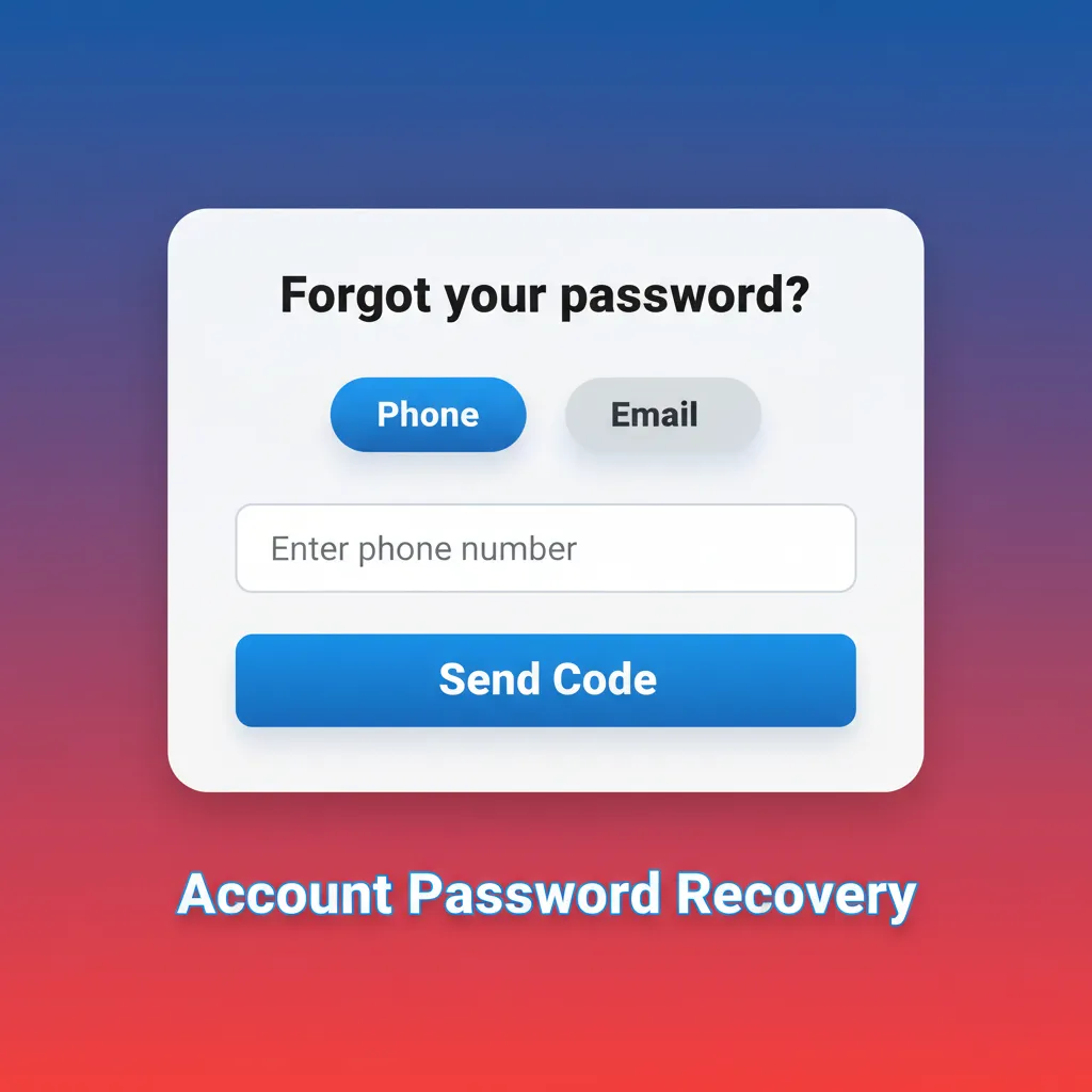 Account password recovery: click Forgot Password, choose SMS or email, enter code, set new password, enable 2FA.