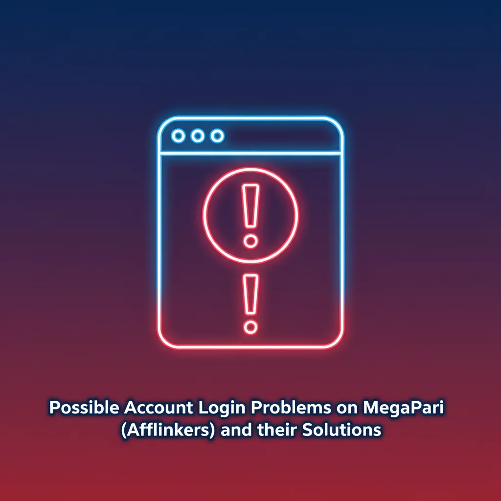 Infographic listing MegaPari login issues and fixes: wrong password, no email/phone, lockouts, 2FA delays, site errors.
