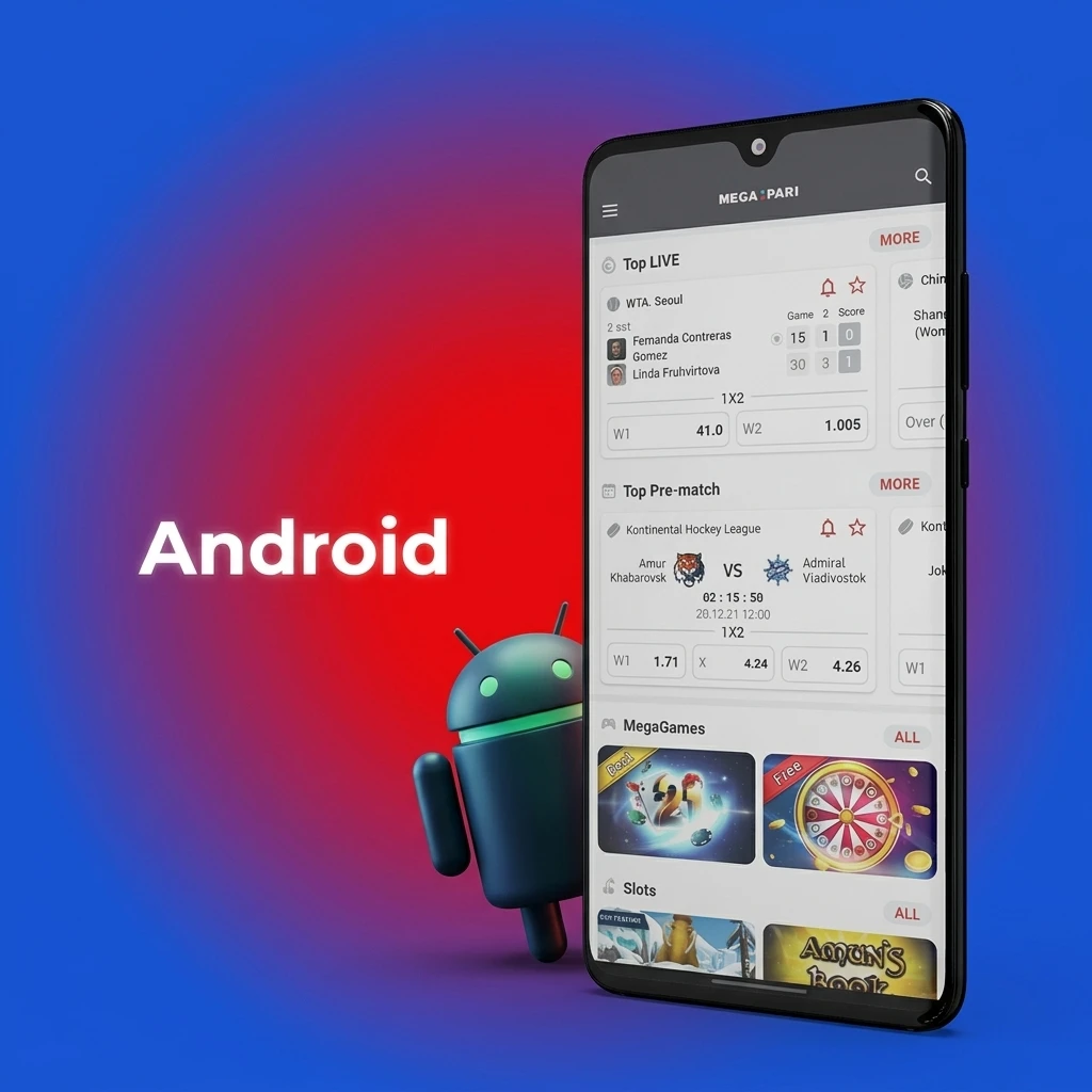 Android app install steps: download APK, allow installs, install, log in/register, update; quick betting and casino access